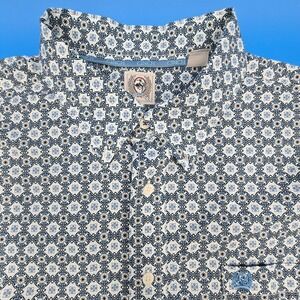 CINCH Mens XL Western Shirt EUC Blue Geometric Stretch Long Sleeve Button Down